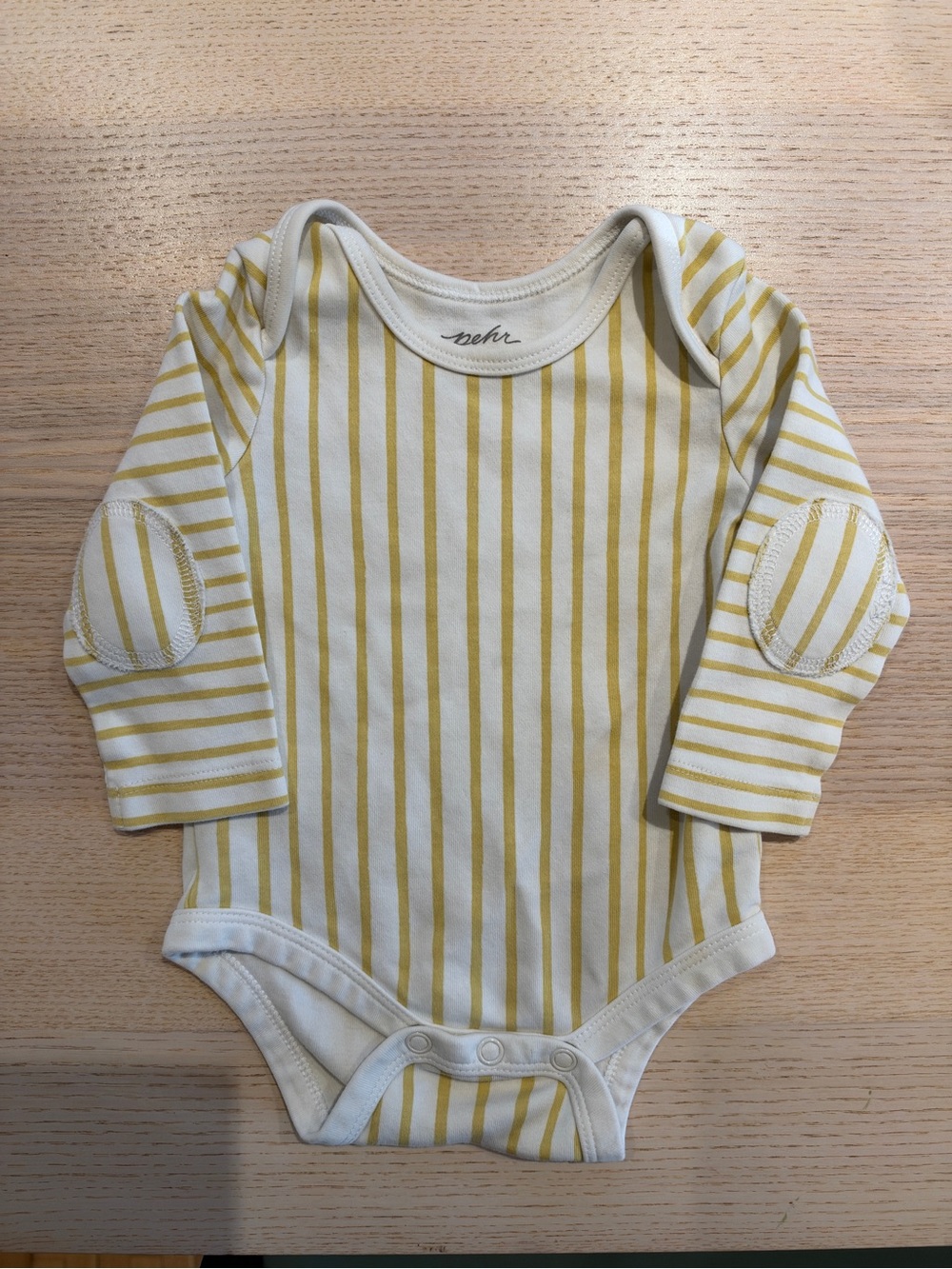Pehr 3-6m Striped Yellow & White Long-Sleeve One-Piece